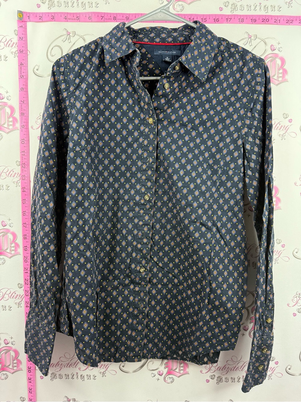 Tommy Hilfiger shirt Navy Button-Down with Small Geometric Print